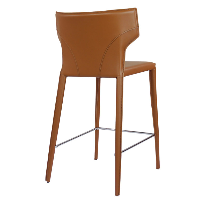 Katlyne Upholstered Counter Stool with Metal Frame, Brown