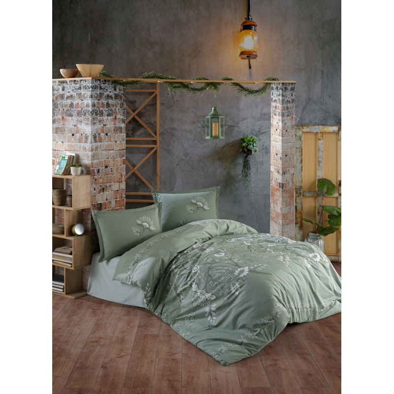 100% Cotton Ranforce Single Quilt Cover Set, Mint | Includes 55.1 x 78.7 Inches Duvet Cover & 23.6 x 23.6 Inches Pillowcase | Machine Washable, 144 Thread Count, Button Closure | Soft & Stylish Bedding for Cozy Bedrooms