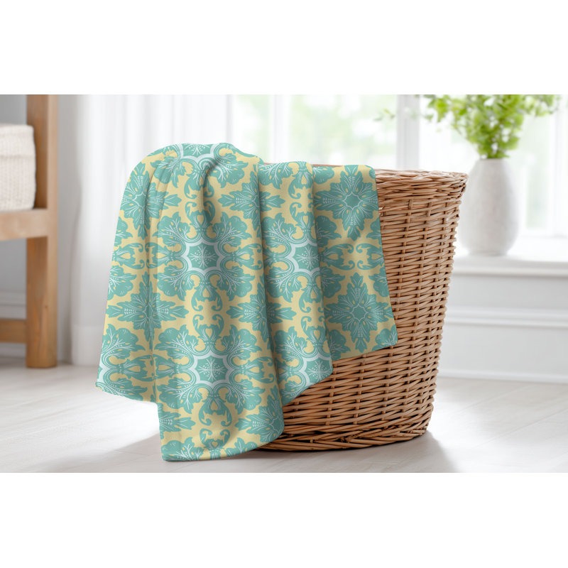 Couverture en velours de velours de damas, Jaune, L 80 po x l 60 po