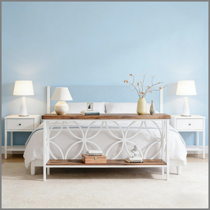 Élégante table basse, canapé de style nordique, console à 2 niveaux, Rustic Brown / White, Brun rustique, White