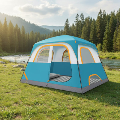 8 Person Camping Tent, Spacious Family Tents for Camping Ideal for Camping, Hiking, 3500mm Waterproof Double-Layer Windproof Tent