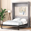 Lit armoire pleine grandeur, gris - construction solide et lit d'optimisation de l'espace avec solution pliante pour l'utilisateur - solution