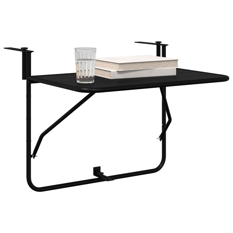 Balcony Table Metal Medium Collapsible Patio Table, Black