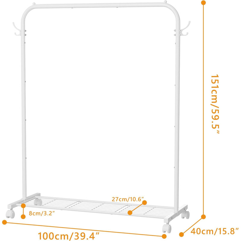 Metal Freestanding 2 - Hook Coat Rack, White