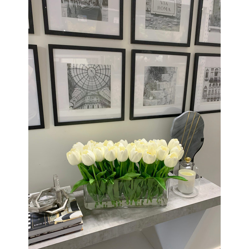 Tulip Stems in Vase, 10" H x 17" W x 6" D