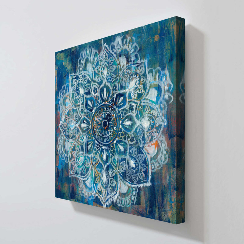 "Mandala en bleu II" par Danhui Nai, reproduction sur toile, 36" H x 36" W