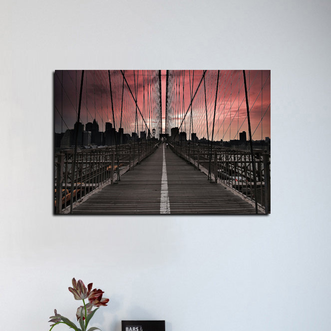 Brooklyn Bridge Pedestrian Walkway Print on Tempered Glass