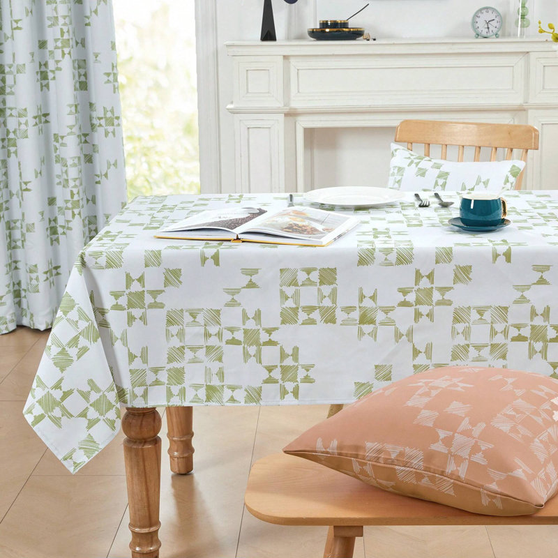 Graffiti Patterned Tablecloth, 1 PCS, 54" x 72", Green