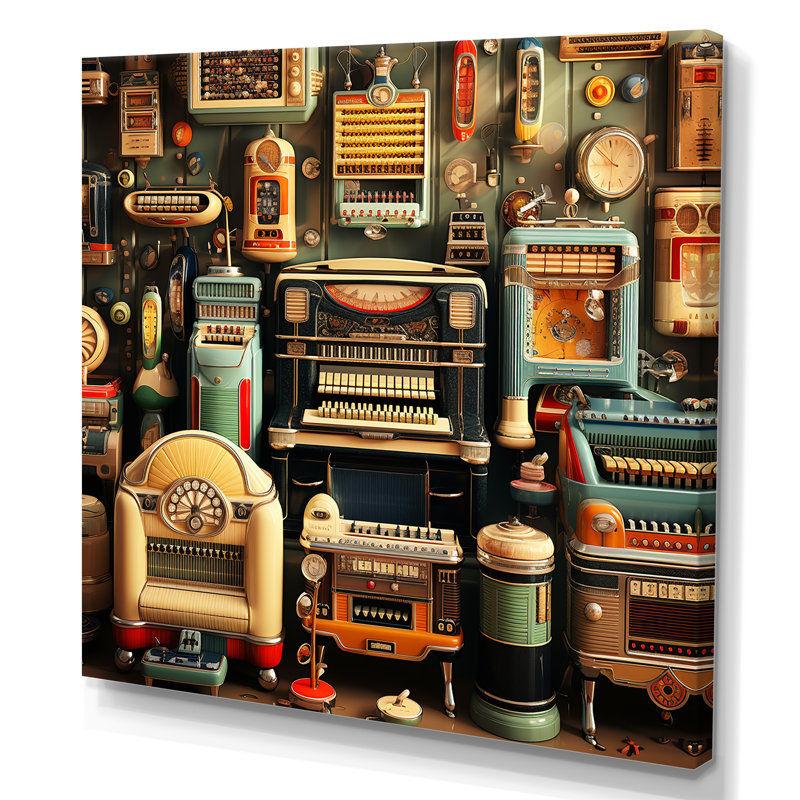 Nostalgic Jukebox Tunes 5 - Jukeboxes, art mural, Toile tendue, H 36 po x l 36 po x P 1,5 po