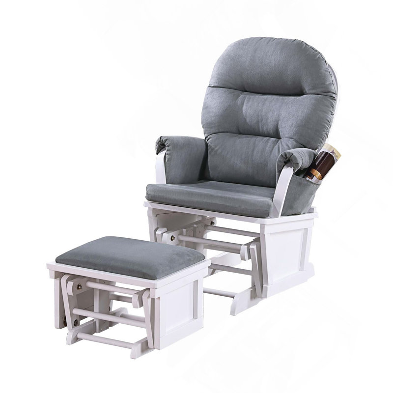 Chaise avec repose-pieds en microfibre gris, Gris, Blanc