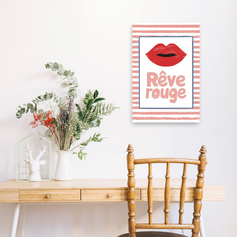 Red Dream Lips Abstract Bold Modern Wall Art Print by Martina - Wrapped Canvas Print, 60.96cm H x 40.64cm W