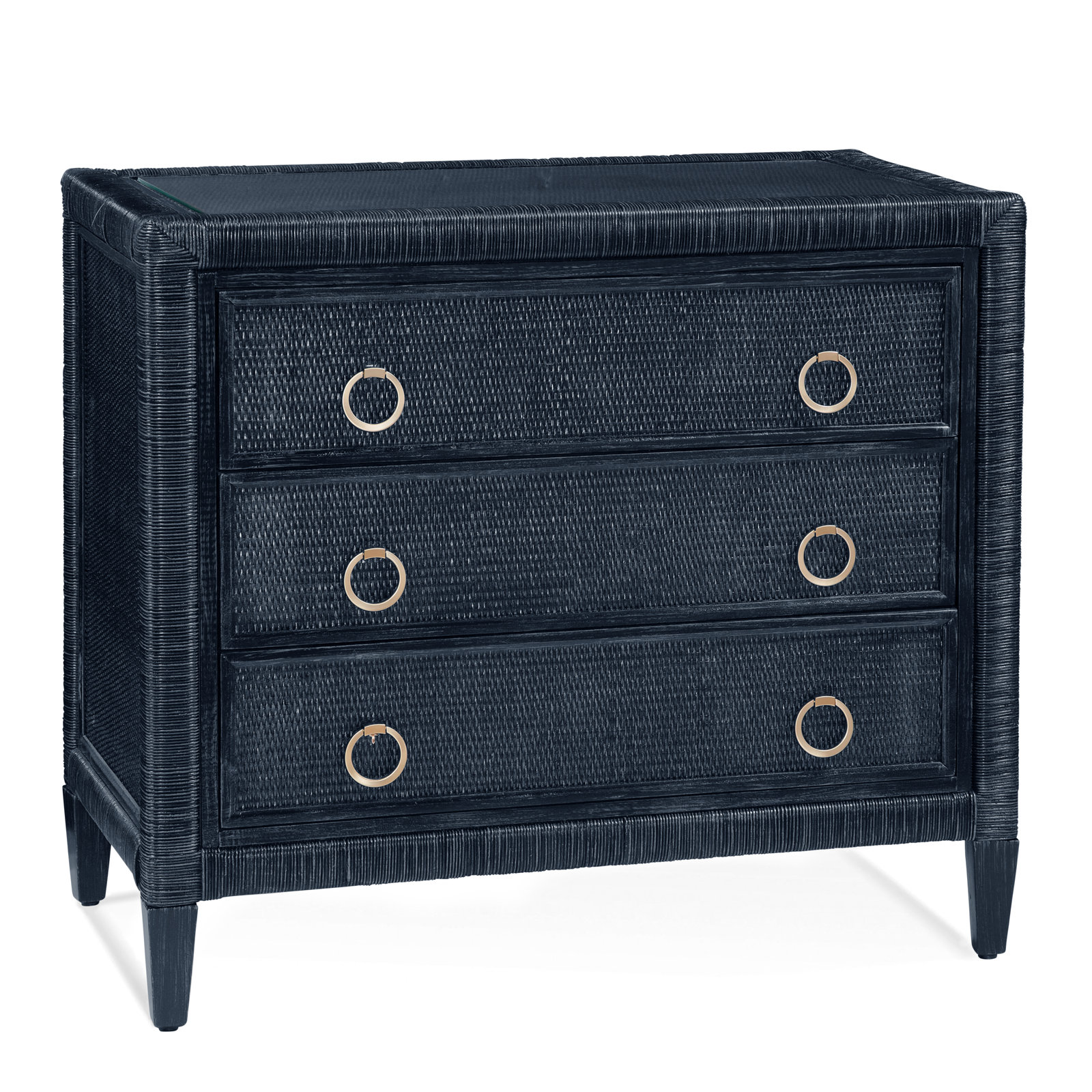 Warwick 36" Wicker Dresser, Navy, Satin Brass