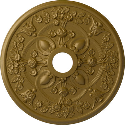 Endurathane Rose Ceiling Medallion, 30 7/8"OD x 3 5/8"ID x 1 3/8"P (Fits Canopies up to 5 1/4"), Hand-Painted Gold Finish
