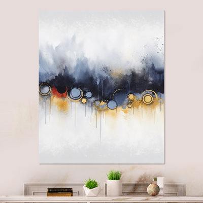 Abstract Blue And Yellow Marble Waterfall II - Abstract Shapes Metal Wall Art