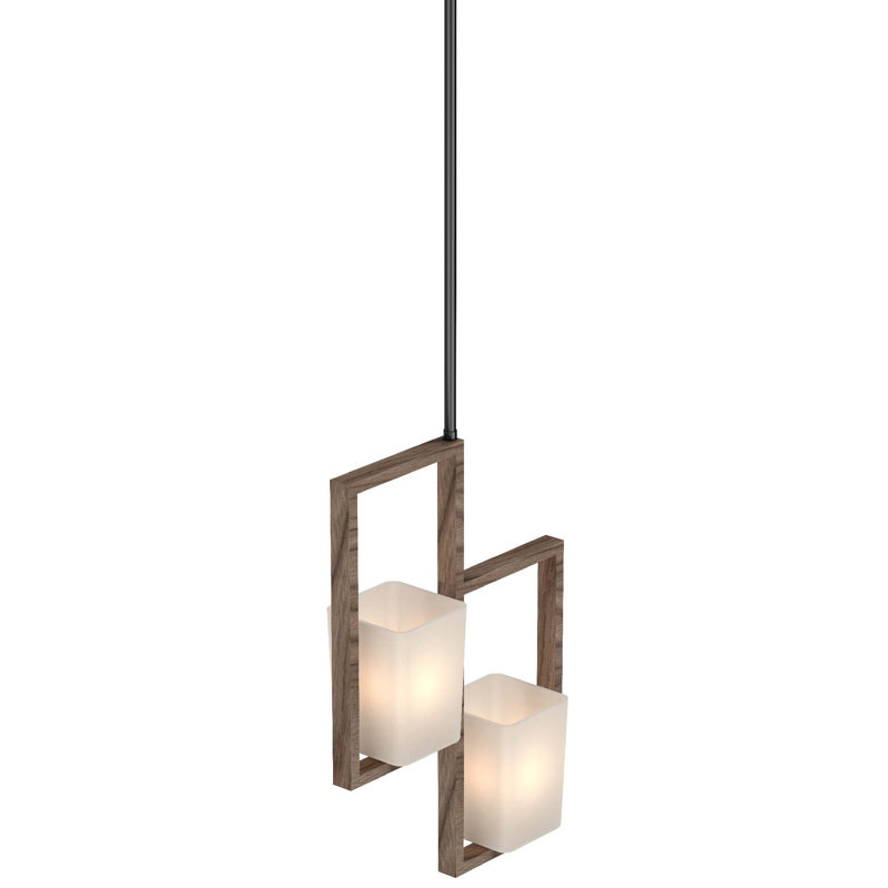 Lustre carré / rectangulaire 2 lumières Paxton Pecan & Black