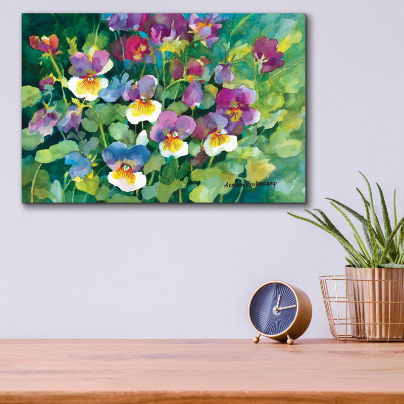 Art mural en verre "Pensies priming" par Annelein Beukenkamp, H 12 po x l 16 po x P 0,13 po