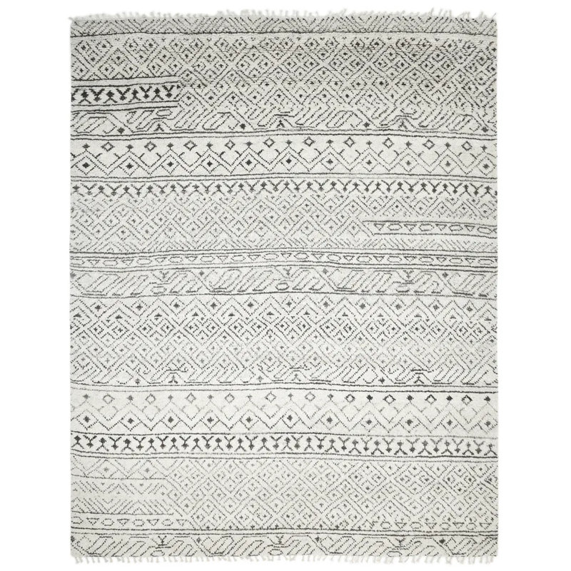 Tapis gris marocain noué à la main, Rectangle de 5 pi x 8 pi