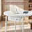Round Side Table With Charging Station - Modern End Table With Fabric Basket And Usb Ports, Nightstand For Living Room And Bedroom, Matte White And Camel Brown-811562941-811562943