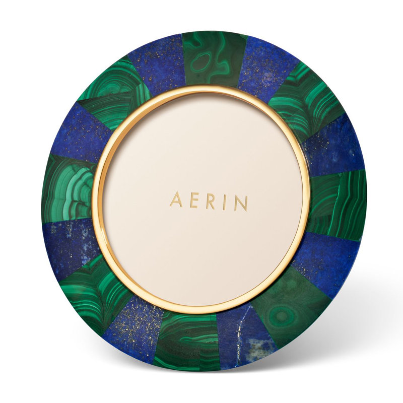 Cadre rond en mosaïque Cassiel, lapis, malachite