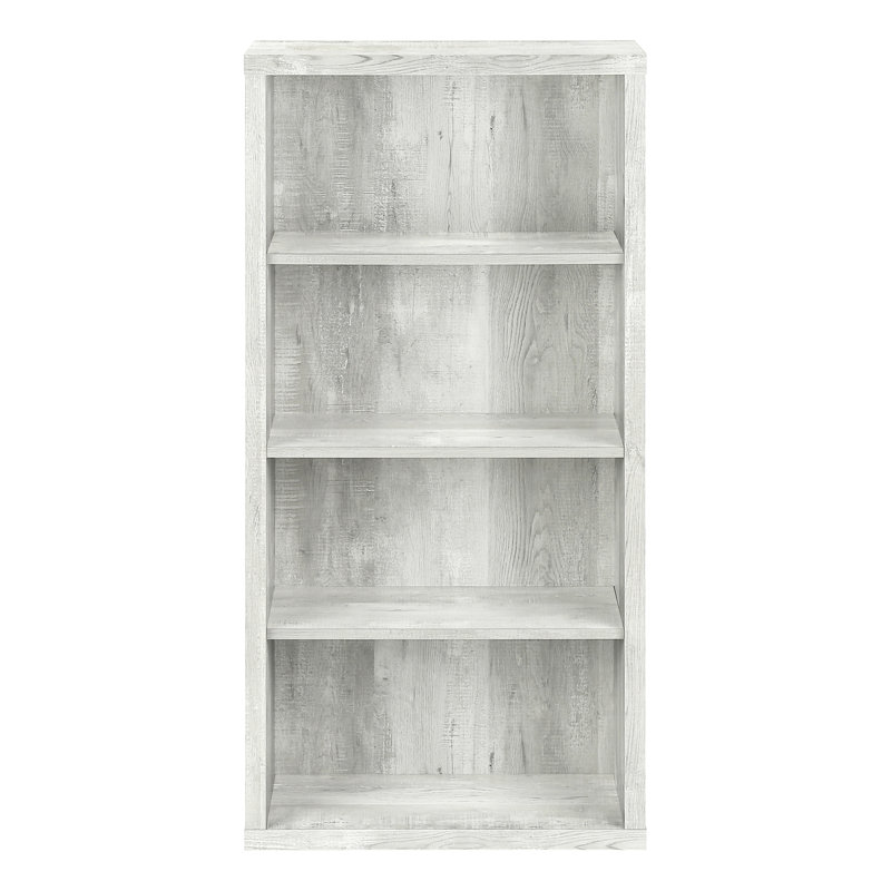 Bibliothèque contemporaine, à 5 niveaux, grise, H 48 ", pour bibliothèque de présentation et de rangement avec une grande chambre de bureau