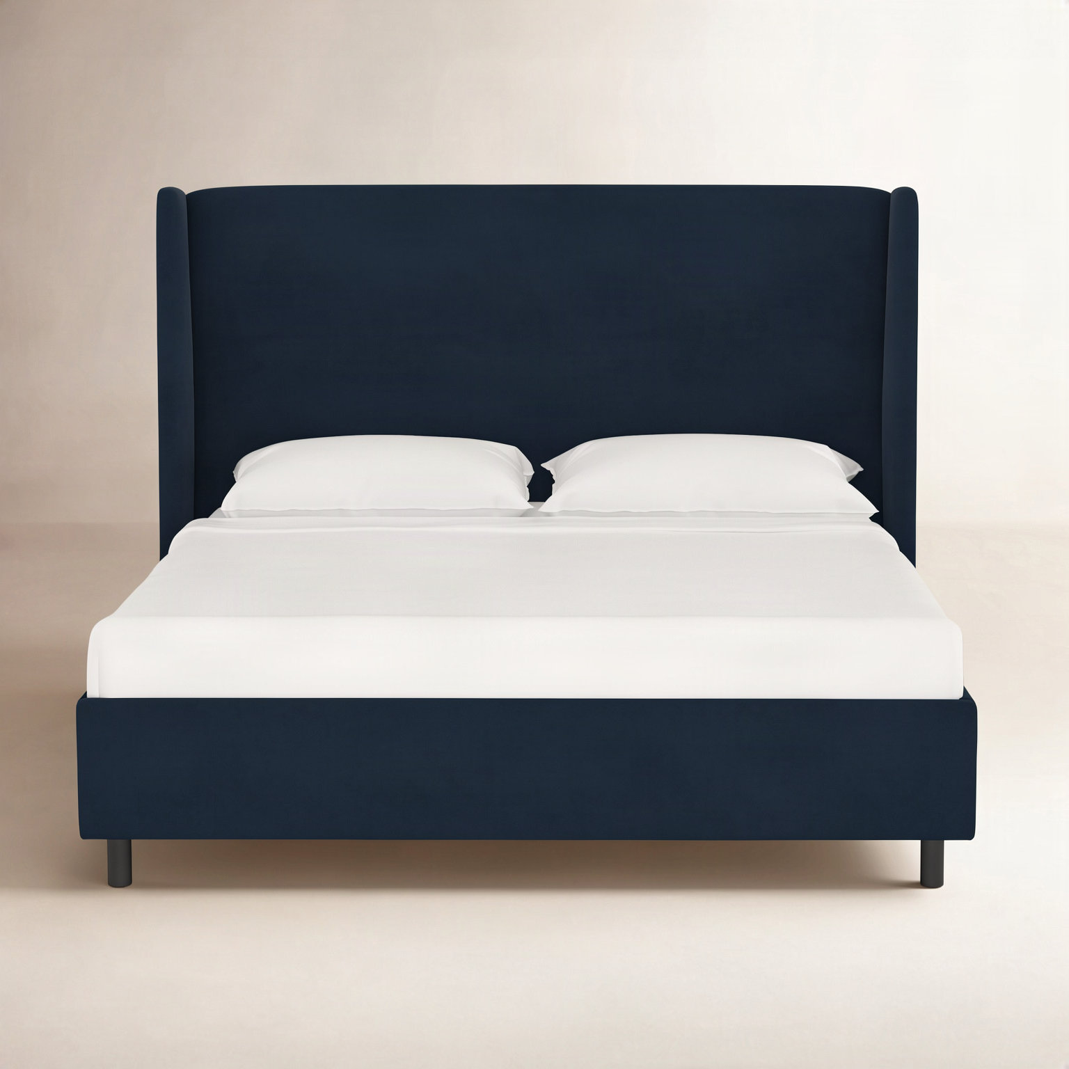 Tilly Linen Upholstered Wingback Bed, King, Classic Ink Performance Velvet
