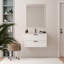 Armoire de salle de bain 31,5 pouces de style moderne, double tiroir avec ligne décorative, meuble-lavabo mural avec lavabo et miroir, système de fermeture en douceur, bois massif, pour la salle de bain