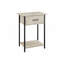 Table d'appoint, 2 niveaux, bout, lampe, salon, table d'appoint, tiroir de rangement, petit, stratifié pierre crème, métal noir, contemporain