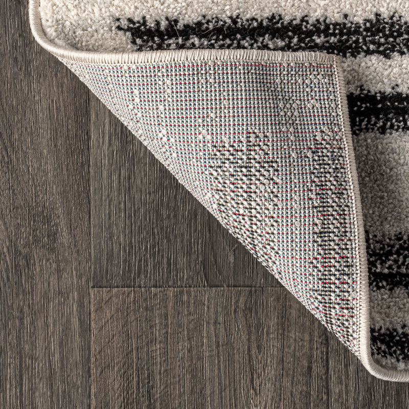 Tapis crème / noir Augie, Rond 4 pi
