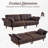 82.7'' Faux Leather Convertible Sofa, Mid Century Modern Leather Futon Sofa Bed with Adjustable Backrest Armrest & Storage Pocket-1003418145-1002287344