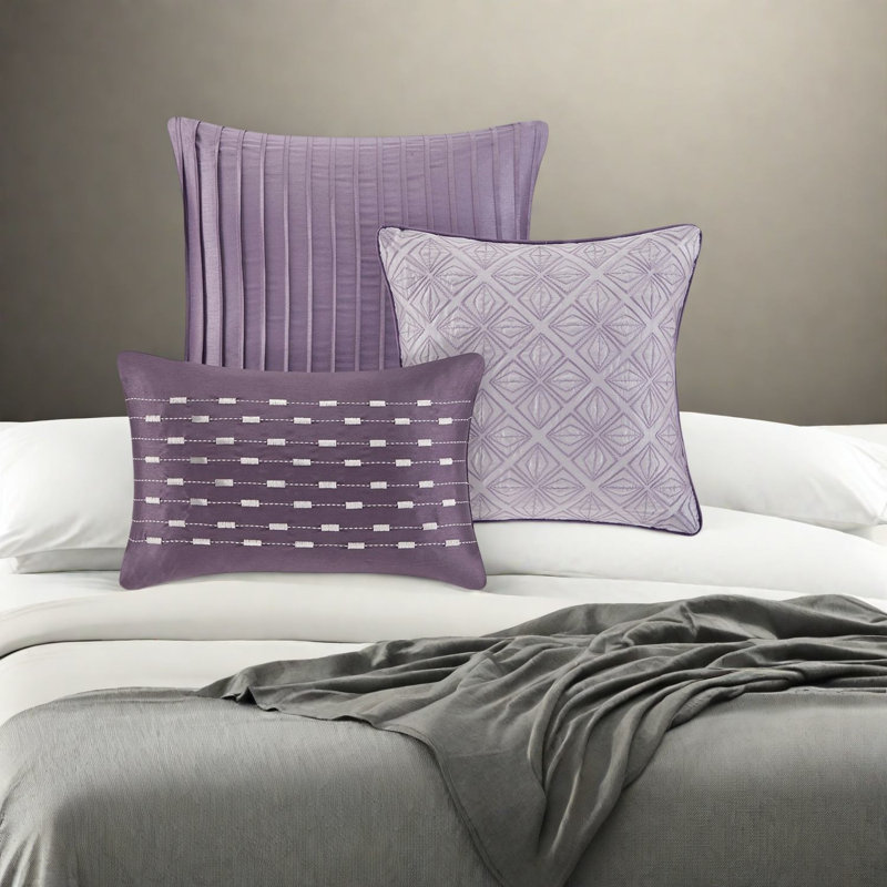 Ensemble de literie en jacquard mauve moderne, édredon en polyester très grand californien