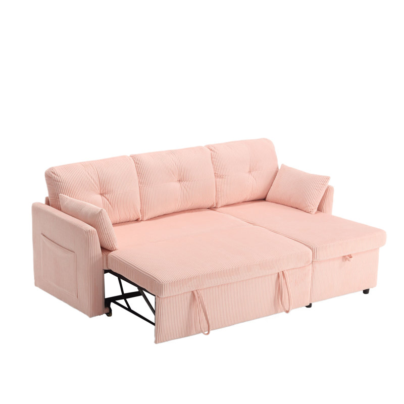 Amry 4 Seater Sofa Bed, Pink Velvet