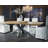 Hadubert Teak Solid Wood Top Metal Base Dining Table