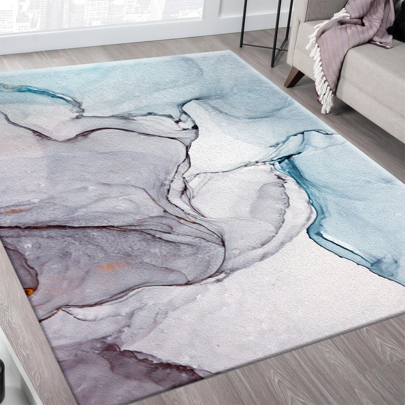 Floral Elegance Non-Woven Thin Type Printed Rug with Intricate Design Perfect for Living Room and Bedroom Decor