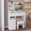Meuble-lavabo de 37 po de taille moyenne avec tiroir à gauche et tabouret rembourré, très grand miroir coulissant à droite, rangement multi-couches à grande capacité, commode pratique et pratique, convient aux grands espaces-603647921