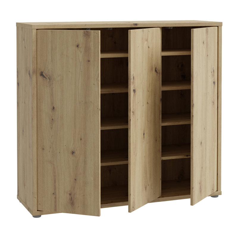 Chadwic 20 Pair Shoe Storage Cabinet, Oak Wood