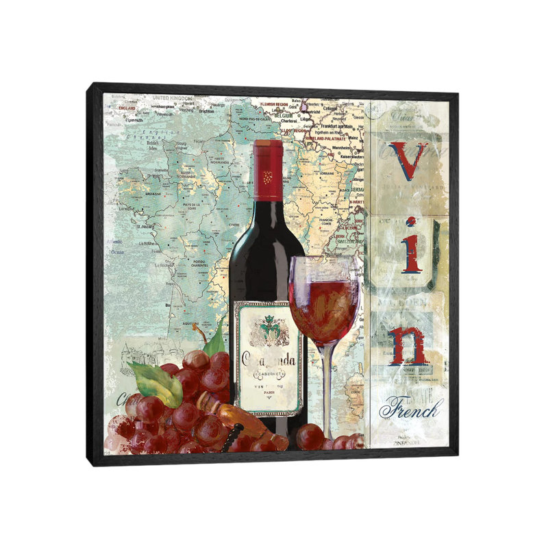 Vin by Carol Robinson - Print on Canvas, Black Framed, 45.72 cm H x 45.72 cm W