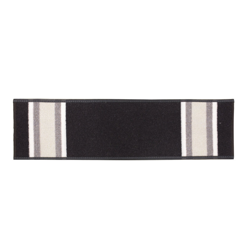 Tapis d'escalier à bordure sur mesure à rayures sur mesure, Brun, Rectangle 2 pi 8 po x 6 po