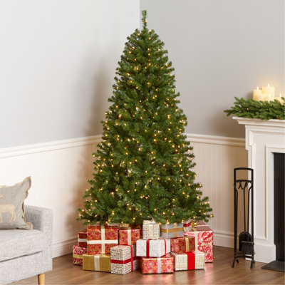 North Valley 72" Green Spruce Artificial Christmas Tree with 400 White Clear Lights with Tree Stand
