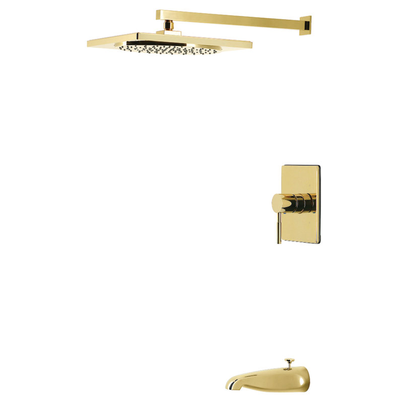 Kingston Brass Concord Single-Handle Pressure Balanced Tub and Shower Faucet, Polished Brass