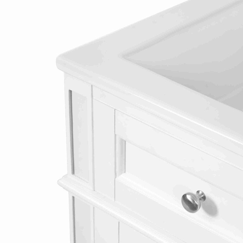 Meuble-lavabo de 16 po avec lavabo en céramique, Blanc