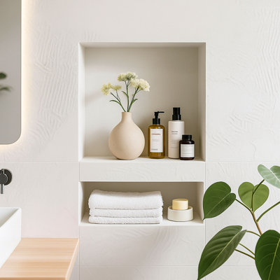 Suteck Shower Niche, 17" x 25" x 3.8" Tile-Ready Recessed Shelf for Bathroom Storage & Organization