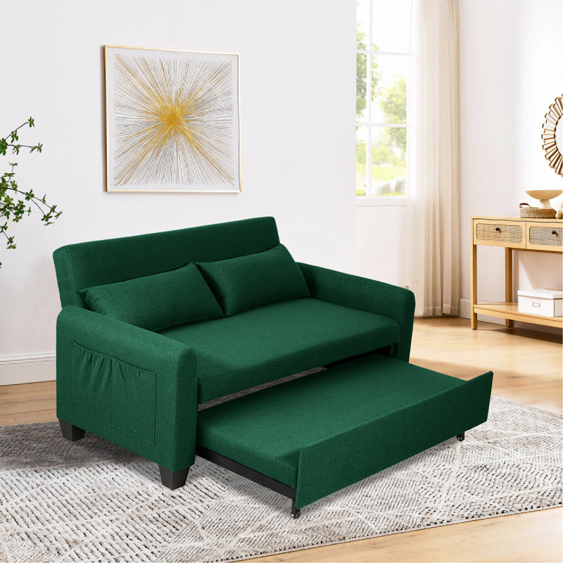Extra-Large 61-Inch 2-In-1 Fabric Sofa Bed, Double Sofa With Storage Bag, Reinforced Iron Frame, Adjustable Backrest And Cushions, Suitable For Bedrooms, Living Rooms And Outdoor Areas.