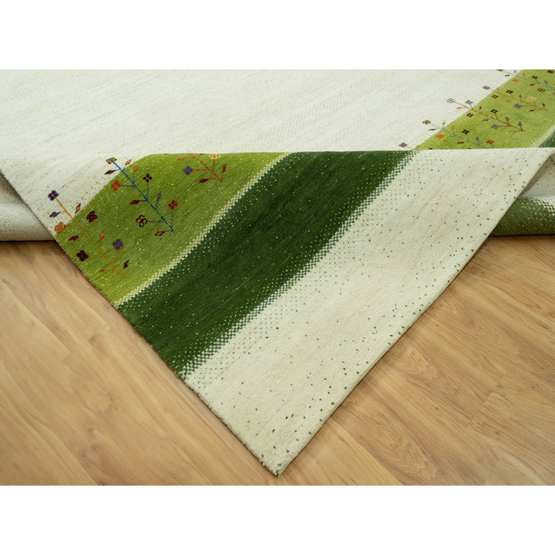 Bunice One-of-a-Kind Rectangle 8'10" X 12' New Age Wool Area Rug Ivory