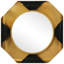 Miroir mural rond sur cadre octogonal en feuille d'or avec cadre en métal enroulé