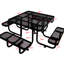 Table de pique-nique en acier noire carrée 46 po avec base de parasol - Robuste pour les activités de plein air comme le camping, le pique-nique et les occasions de barbecue, la pêche, le camping-609571911