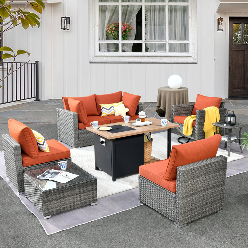 Ensemble de conversation modulaire avec coussins Hop, Orange, 1