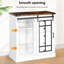 Buffet de chambre à coucher moderne et minimaliste avec 5 tiroirs et 2 tablettes réglables, éclairage à DEL intégré, blanc et noyer foncé