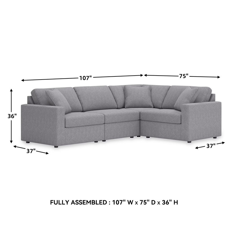 Canapé modulaire 4 pièces Lebron, Polyester gris