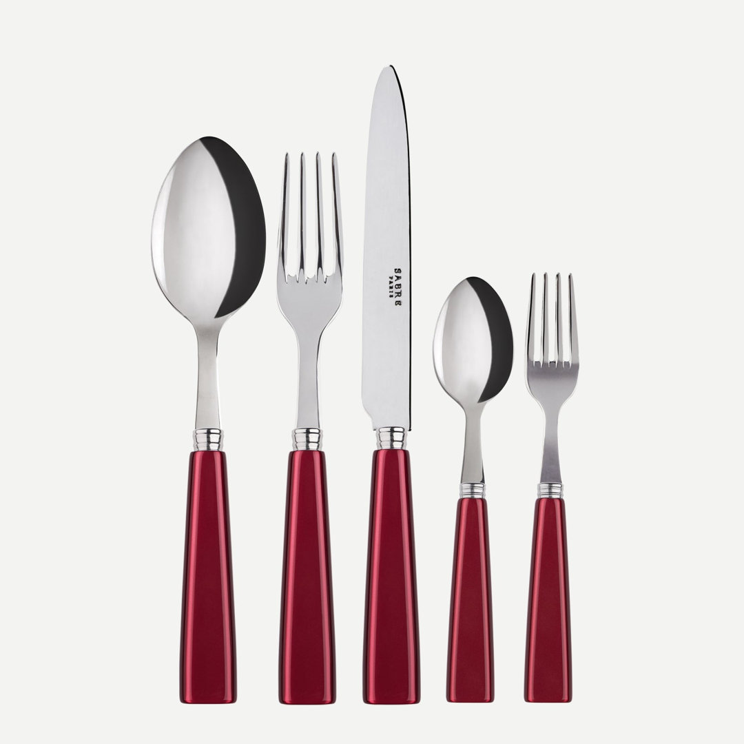 Sabre Paris 5-tlg. Besteckset Natura aus 18/10 Edelstahl für 1 Person Farbe: Rot