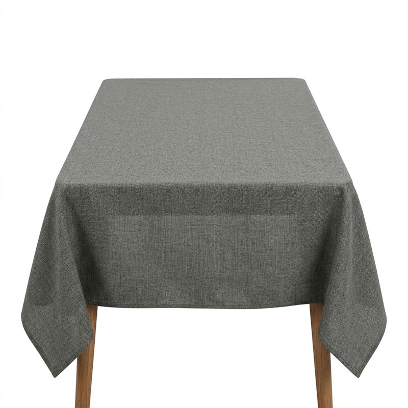 Waterproof Grey Linen Effect Rectangular Tablecloth 132x178cm
